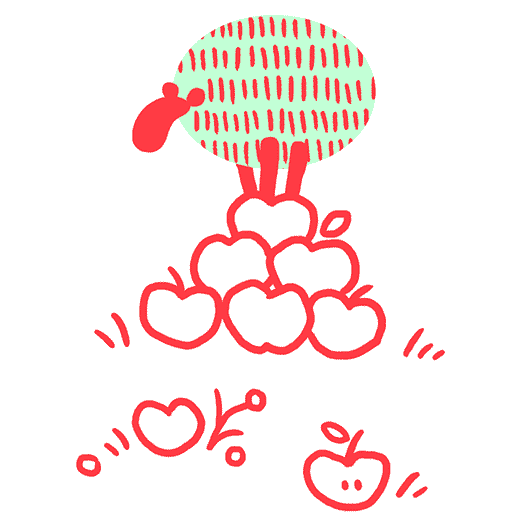 Schaf auf Äpfel